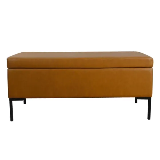 Caramel Vegan Leather Storage Bench-Kirkland's Home Hot