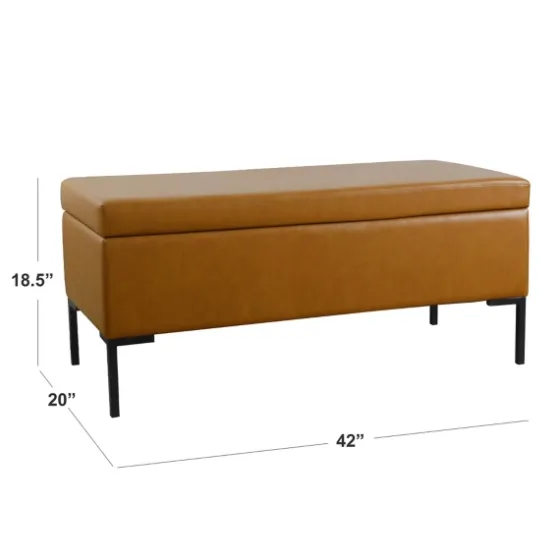 Caramel Vegan Leather Storage Bench-Kirkland's Home Hot