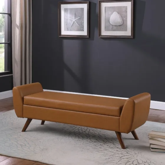 Carmel Vegan Leather Storage Bench-Kirkland's Home Outlet