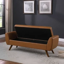 Carmel Vegan Leather Storage Bench-Kirkland's Home Outlet