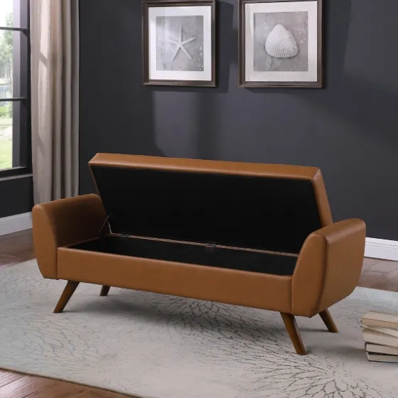 Carmel Vegan Leather Storage Bench-Kirkland's Home Outlet