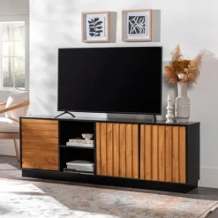 Carmel Wood Grooved Doors Tv Stand-Kirkland's Home Discount