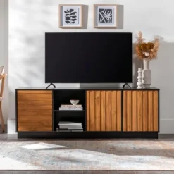 Carmel Wood Grooved Doors Tv Stand-Kirkland's Home Discount