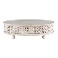Carved Lattice Wood Oval Coffee Table-Kirkland's Home Online