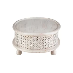 Carved Lattice Wood Oval Coffee Table-Kirkland's Home Online
