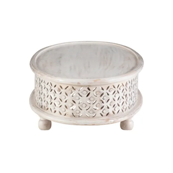 Carved Lattice Wood Oval Coffee Table-Kirkland's Home Online