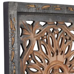 Carved Mahogany 2-Pc. Floral Motif Plaque Set-Kirkland's Home Discount