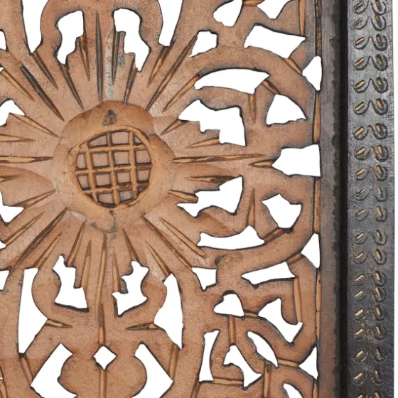 Carved Mahogany 2-Pc. Floral Motif Plaque Set-Kirkland's Home Discount