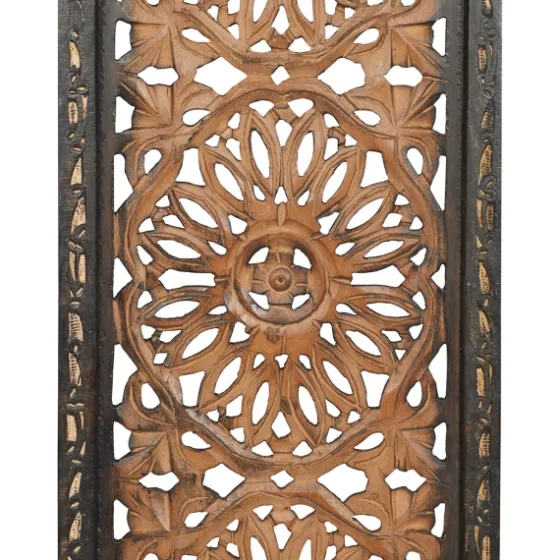 Carved Mahogany 2-Pc. Floral Motif Plaque Set-Kirkland's Home Discount