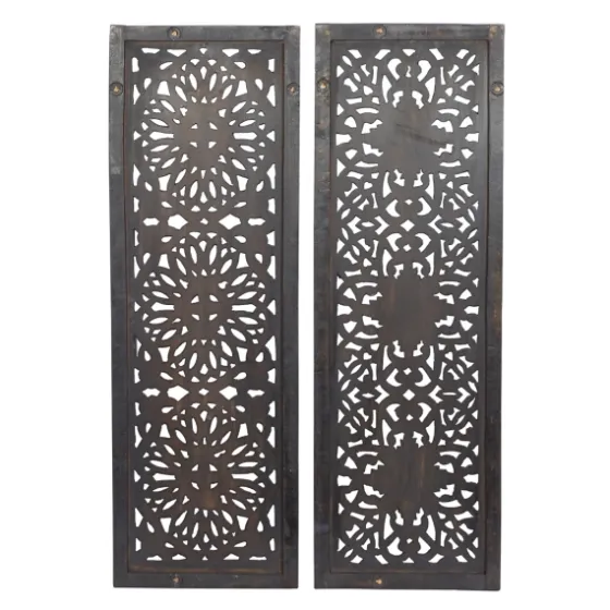 Carved Mahogany 2-Pc. Floral Motif Plaque Set-Kirkland's Home Discount