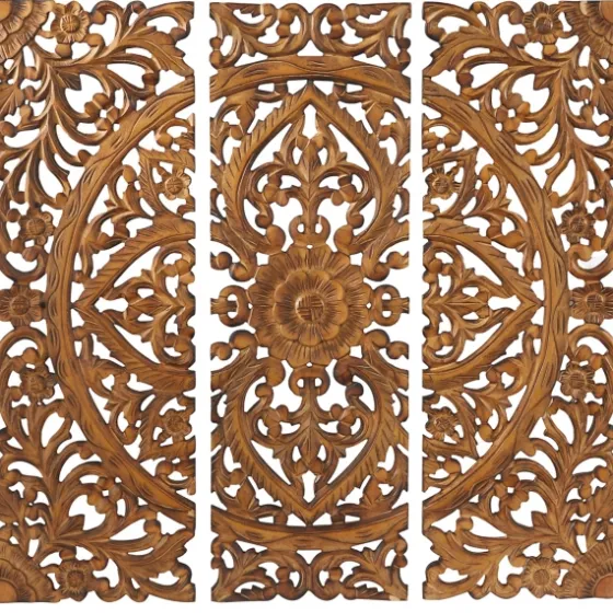 Carved Mahogany 3-Pc. Triptych Wall Panels-Kirkland's Home Best Sale