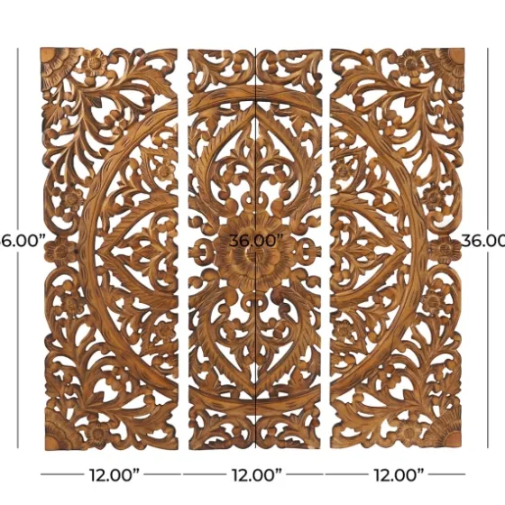 Carved Mahogany 3-Pc. Triptych Wall Panels-Kirkland's Home Best Sale