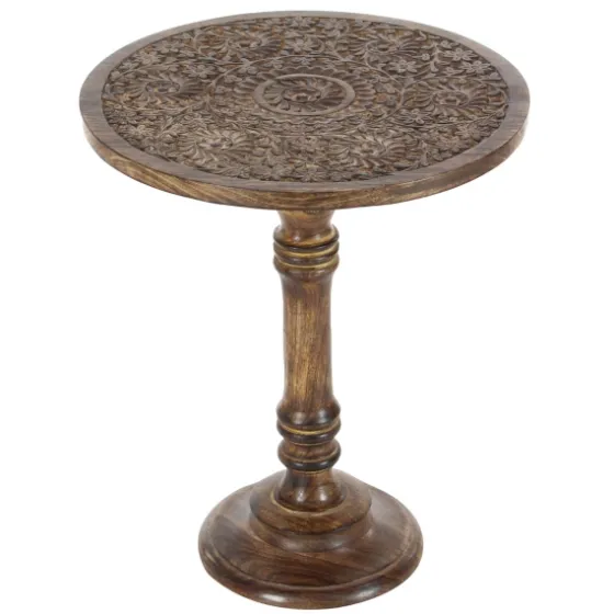 Carved Mandala Mango Wood Accent Table-Kirkland's Home Flash Sale