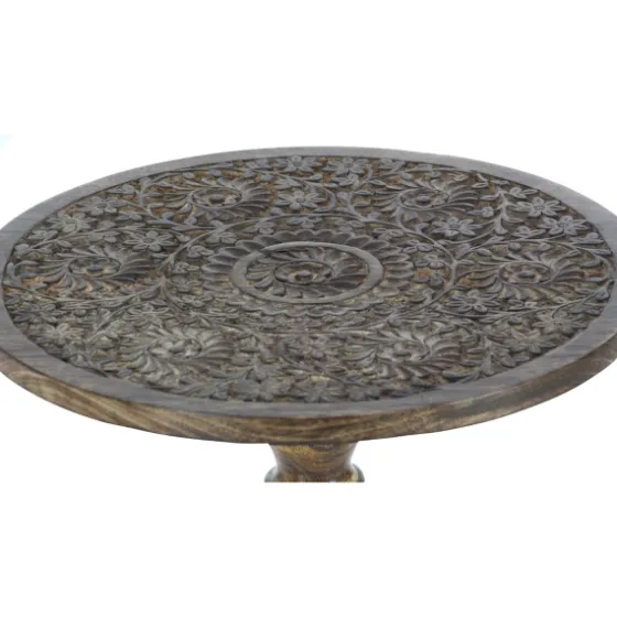 Carved Mandala Mango Wood Accent Table-Kirkland's Home Flash Sale