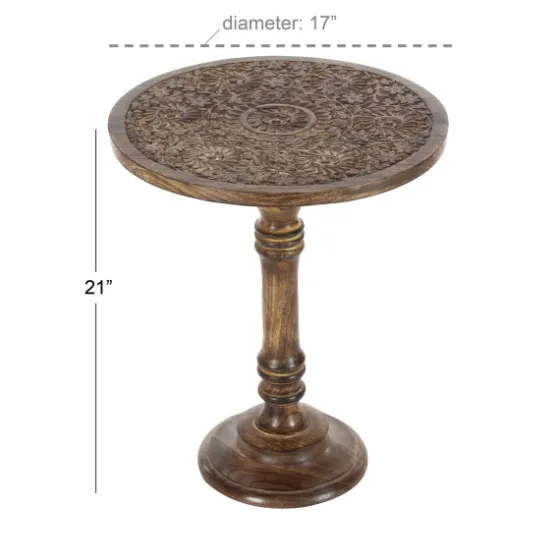 Carved Mandala Mango Wood Accent Table-Kirkland's Home Flash Sale
