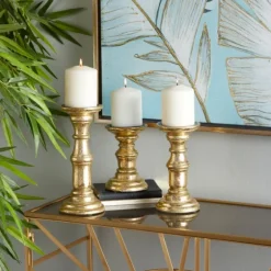 Carved Mango Wood Candle Holders, Set Of 3-Kirkland's Home Outlet