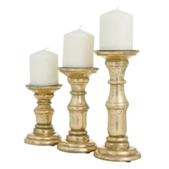Carved Mango Wood Candle Holders, Set Of 3-Kirkland's Home Outlet