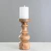 Carved Natural Mango Wood Candle Holder, 10 In.-Kirkland's Home Clearance