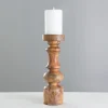 Carved Natural Mango Wood Candle Holder, 12 In.-Kirkland's Home Outlet