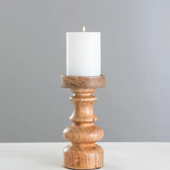 Carved Natural Mango Wood Candle Holder, 8 In.-Kirkland's Home Fashion