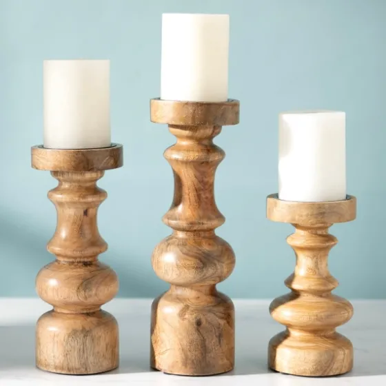 Carved Natural Mango Wood Candle Holder, 8 In.-Kirkland's Home Fashion