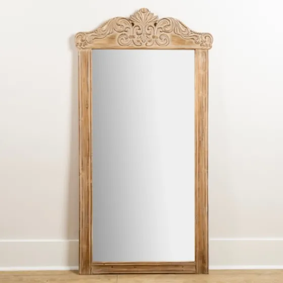 Carved Scroll Pine Wood Leaner Mirror-Kirkland's Home Best Sale