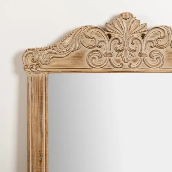 Carved Scroll Pine Wood Leaner Mirror-Kirkland's Home Best Sale