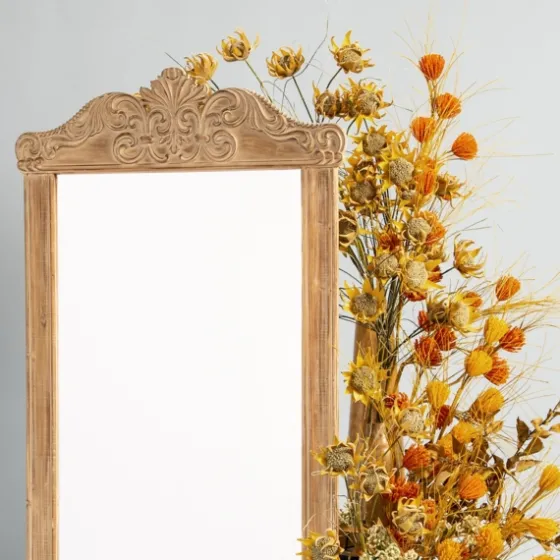 Carved Scroll Pine Wood Leaner Mirror-Kirkland's Home Best Sale