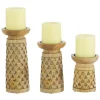 Carved Triangles Wood Candle Holders, Set Of 3-Kirkland's Home Hot