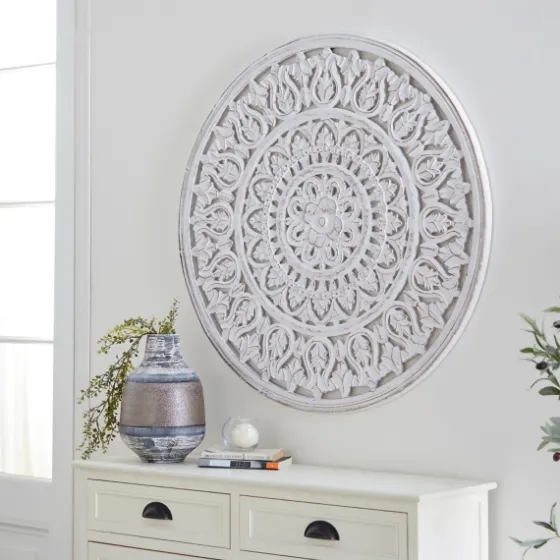 Carved Wood Acanthus Rosette Wall Plaque-Kirkland's Home Best Sale