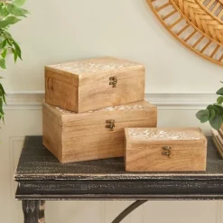 Carved Wood Decorative Boxes, Set Of 3-Kirkland's Home Best Sale