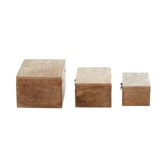 Carved Wood Decorative Boxes, Set Of 3-Kirkland's Home Best Sale