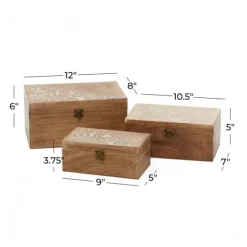 Carved Wood Decorative Boxes, Set Of 3-Kirkland's Home Best Sale