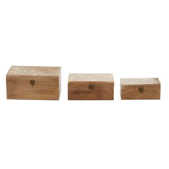Carved Wood Decorative Boxes, Set Of 3-Kirkland's Home Best Sale