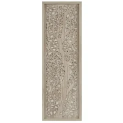 Carved Wood Laurel Branches Panel Wall Plaque-Kirkland's Home Shop