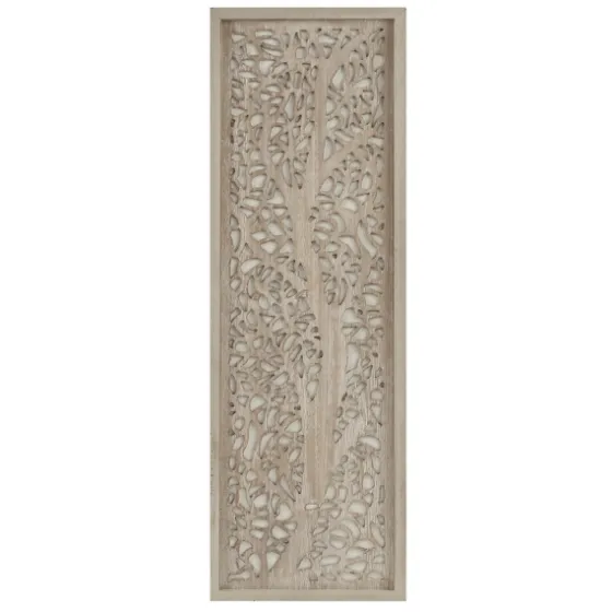 Carved Wood Laurel Branches Panel Wall Plaque-Kirkland's Home Shop