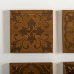 Carved Wood Patterned Wall Plaques, Set Of 4-Kirkland's Home Clearance