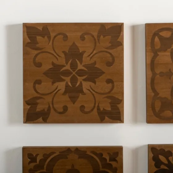 Carved Wood Patterned Wall Plaques, Set Of 4-Kirkland's Home Clearance