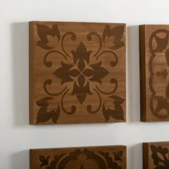 Carved Wood Patterned Wall Plaques, Set Of 4-Kirkland's Home Clearance