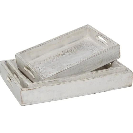 Carved Wood Trays, Set Of 3-Kirkland's Home Cheap