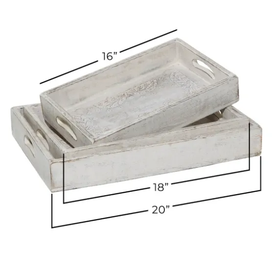 Carved Wood Trays, Set Of 3-Kirkland's Home Cheap
