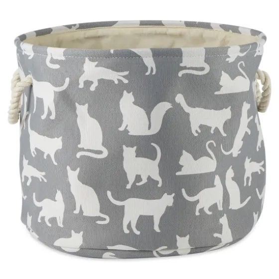 Cats Meow Round Storage Bin, 12 In.-Kirkland's Home Fashion
