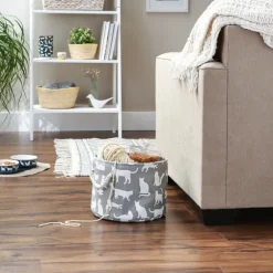 Cats Meow Round Storage Bin, 12 In.-Kirkland's Home Fashion