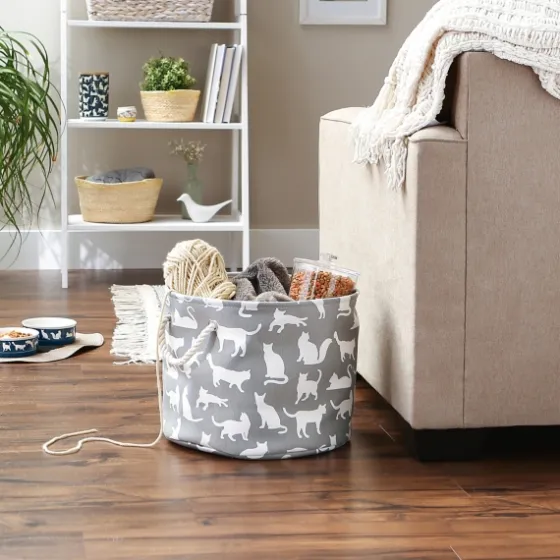 Cats Meow Round Storage Bin, 15 In.-Kirkland's Home Best