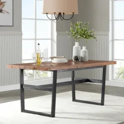 Cedar Wood And Black Metal Dining Table-Kirkland's Home Best