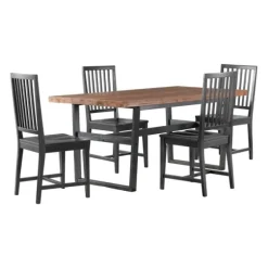 Cedar Wood And Metal Industrial 5-Pc. Dining Set-Kirkland's Home Best Sale