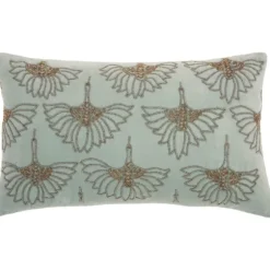Celadon Beaded Floral Motif Lumbar Pillow-Kirkland's Home New