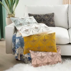 Celadon Beaded Floral Motif Lumbar Pillow-Kirkland's Home New