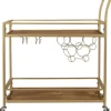 Celeste Gold Metal And Wood Bar Cart-Kirkland's Home Hot