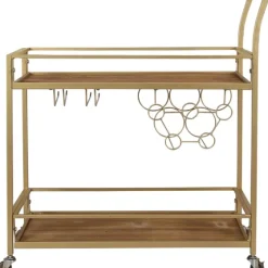 Celeste Gold Metal And Wood Bar Cart-Kirkland's Home Hot